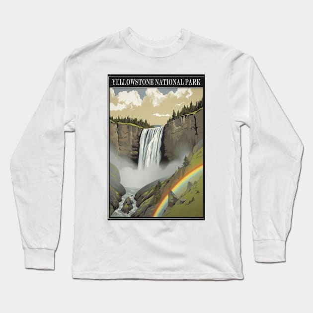 Yellowstone National Park Vintage Poster Long Sleeve T-Shirt by GreenMary Design